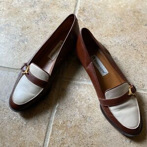 Etienne Aigner Elegant TRACY Brown and Cream Loafers, Size: 8N